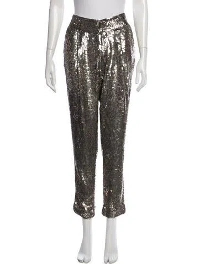 Pre-owned Alice And Olivia Patterned Straight Leg Pants In Gray
