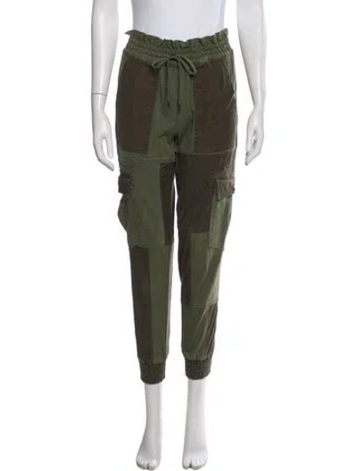 Pre-owned Alice And Olivia Patterned Straight Leg Pants In Green