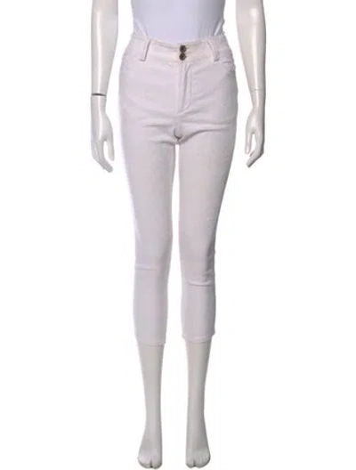 Pre-owned Alice And Olivia Patterned Straight Leg Pants In White