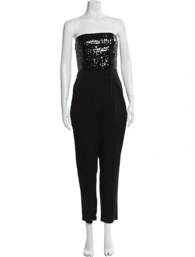 Pre-owned Alice And Olivia Patterned Strapless Jumpsuit In Black