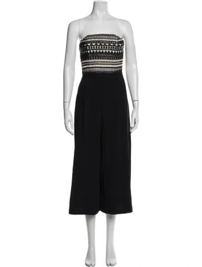 Pre-owned Alice And Olivia Patterned Strapless Jumpsuit In Black
