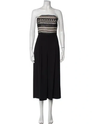 Pre-owned Alice And Olivia Patterned Strapless Jumpsuit W/ Tags In Black