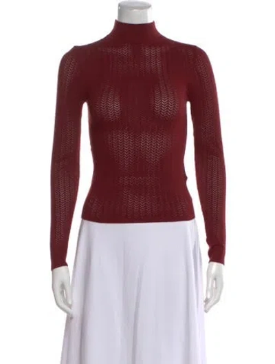 Pre-owned Alice And Olivia Patterned Turtleneck Sweater W/ Tags In Burgundy