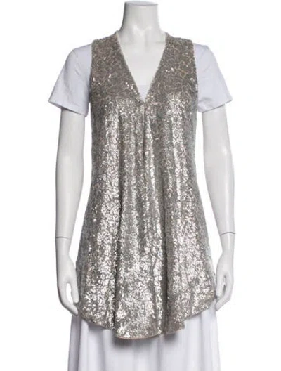 Pre-owned Alice And Olivia Patterned Vest In Silver