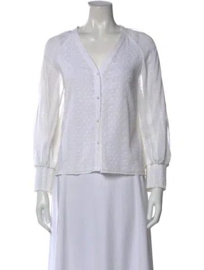Pre-owned Alice And Olivia Patterned V-neck Blouse In Gray