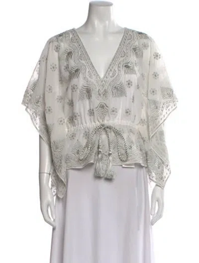 Pre-owned Alice And Olivia Patterned V-neck Blouse W/ Tags In Multi