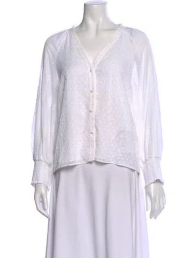 Pre-owned Alice And Olivia Patterned V-neck Blouse In White