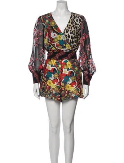 Pre-owned Alice And Olivia Patterned V-neck Jumpsuit In Multi