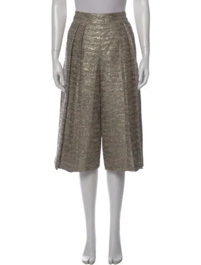 Pre-owned Alice And Olivia Patterned Wide Leg Pants In Gold