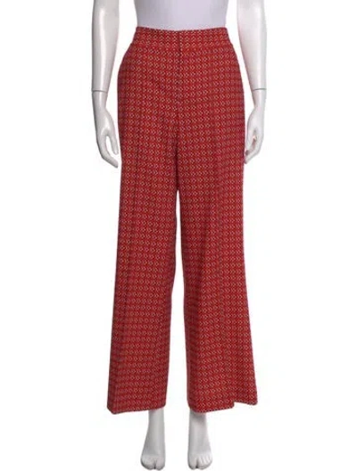 Pre-owned Alice And Olivia Patterned Wide Leg Pants In Red