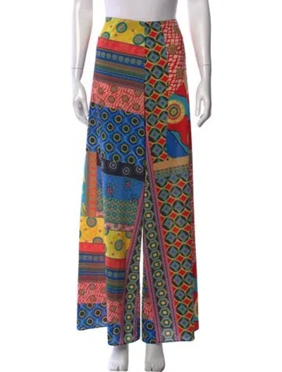 Pre-owned Alice And Olivia Patterned Wide Leg Pants In Red