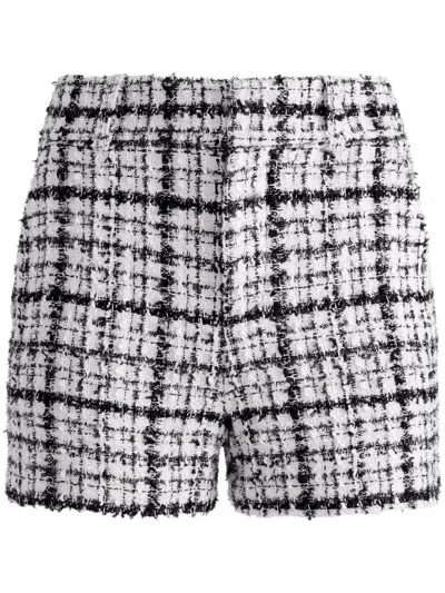 Alice And Olivia Paula Tweed-shorts In Black Off White