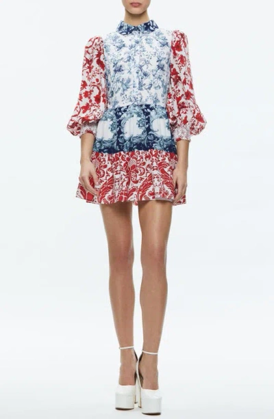 Alice And Olivia Paulie Floral-print Mini Dress In Je L Adore