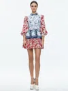 Alice And Olivia Womens Floral Print Polyester Mini Dress In Je L'adore
