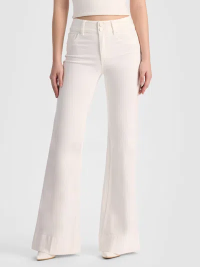 Alice And Olivia Linden Linen Bootcut Trouser In White