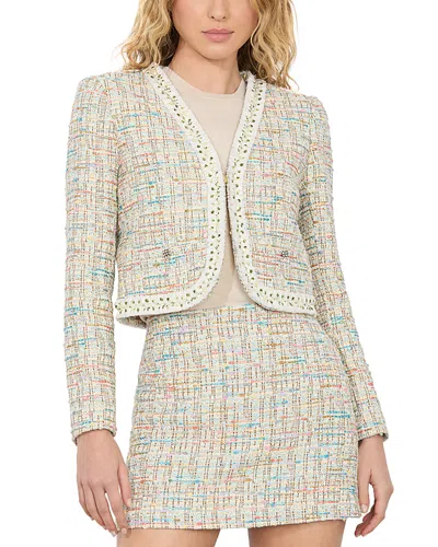 Alice And Olivia Peyton Tweed Jacket In Off White Multi