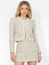 Alice And Olivia Peyton Tweed Jacket In Off White Multi