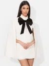 Alice And Olivia Philippa Bow Cape In Off White/black