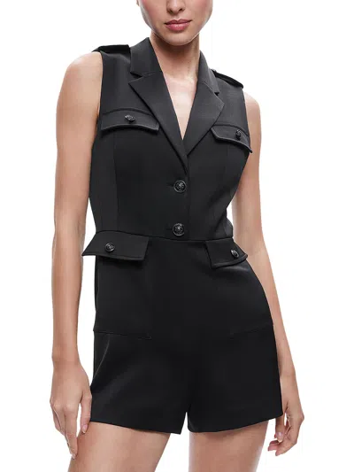 Alice And Olivia Phillis Womens Utility Sleeveless Romper In Black