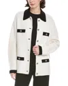 Alice And Olivia Phoebe Mid-length Oversized Wool-blend Cardigan In White