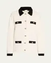 Alice And Olivia Phoebe Mid-length Oversized Wool-blend Cardigan In Soft Whiteblack