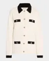 Alice And Olivia Phoebe Mid-length Oversized Wool-blend Cardigan In Soft Whiteblack