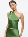 Alice And Olivia Piera One Shoulder Twist Top In Brown