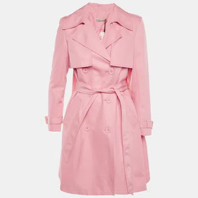 Pre-owned Alice And Olivia Pink Gabardine Belted Double Breasted Coat Xs