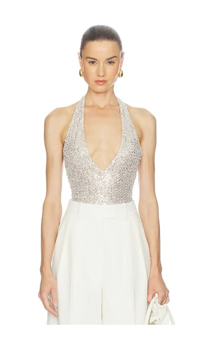 Alice And Olivia Pippa Sequin Bodysuit In Multi