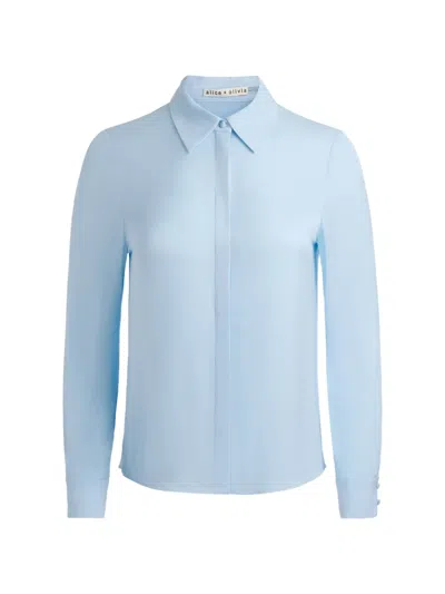 Alice And Olivia Placket Top In Blue