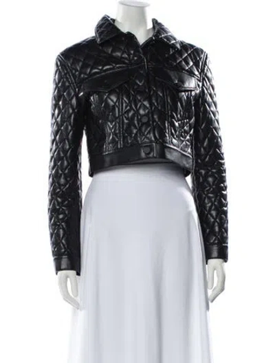 Pre-owned Alice And Olivia Plaid Print Biker Jacket In Black