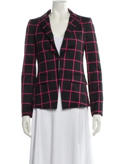 Pre-owned Alice And Olivia Plaid Print Blazer In Black