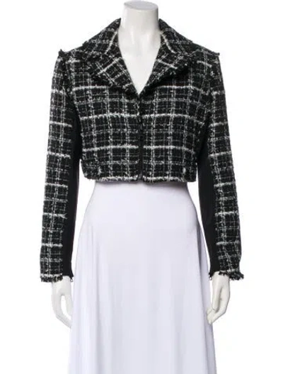 Pre-owned Alice And Olivia Plaid Print Blazer In Black