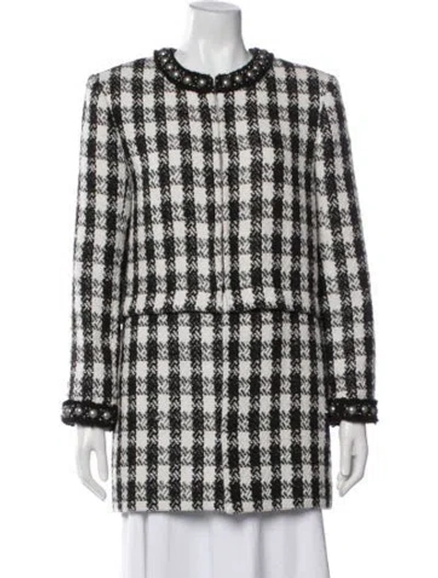 Pre-owned Alice And Olivia Plaid Print Blazer In Black