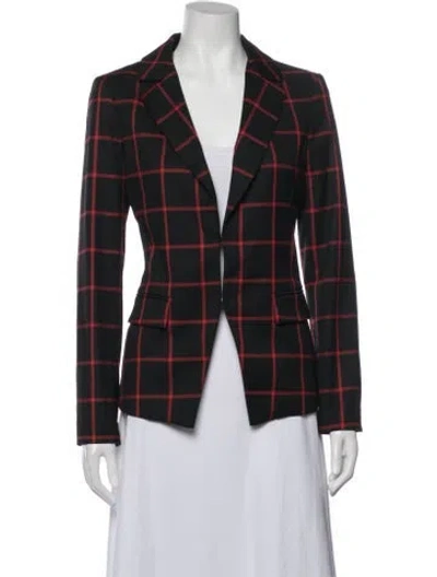 Pre-owned Alice And Olivia Plaid Print Blazer In Black