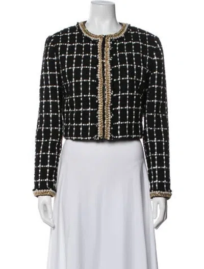 Pre-owned Alice And Olivia Plaid Print Blazer In Black