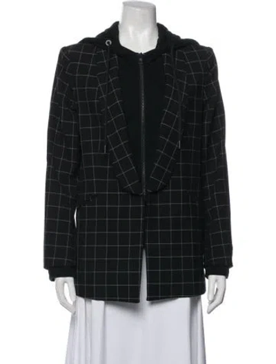 Pre-owned Alice + Olivia Plaid Print Blazer In Black