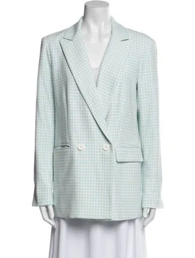 Pre-owned Alice And Olivia Plaid Print Blazer In Blue
