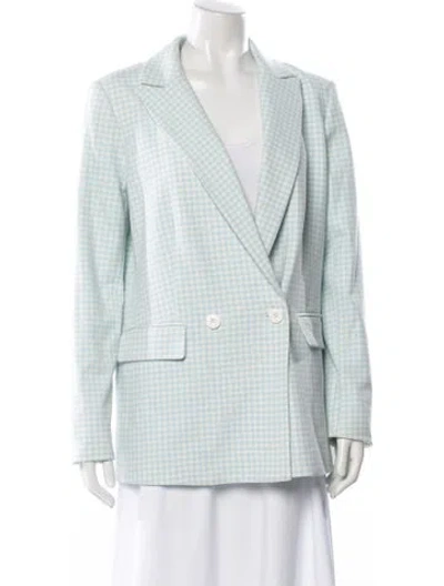 Pre-owned Alice And Olivia Plaid Print Blazer In Blue