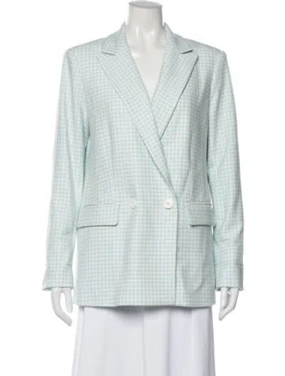 Pre-owned Alice And Olivia Plaid Print Blazer In Blue