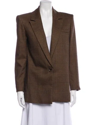 Pre-owned Alice And Olivia Plaid Print Blazer In Brown