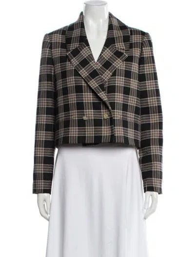 Pre-owned Alice And Olivia Plaid Print Blazer In Gray