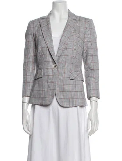 Pre-owned Alice And Olivia Plaid Print Blazer In Gray