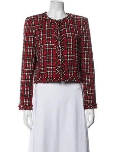 Pre-owned Alice And Olivia Plaid Print Blazer W/ Tags In Red