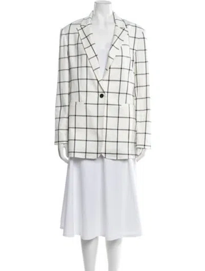 Pre-owned Alice And Olivia Plaid Print Blazer W/ Tags In White