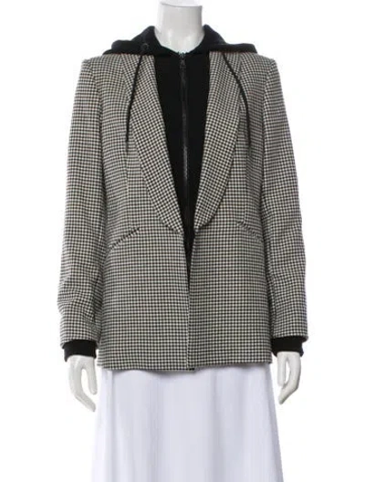 Pre-owned Alice And Olivia Plaid Print Blazer In White
