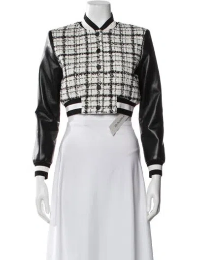 Pre-owned Alice And Olivia Plaid Print Bomber Jacket In Black