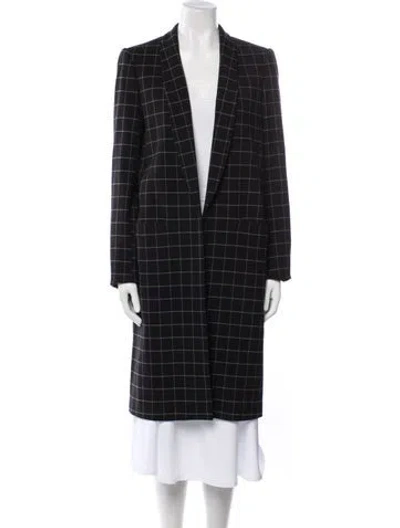 Pre-owned Alice And Olivia Plaid Print Coat In Black