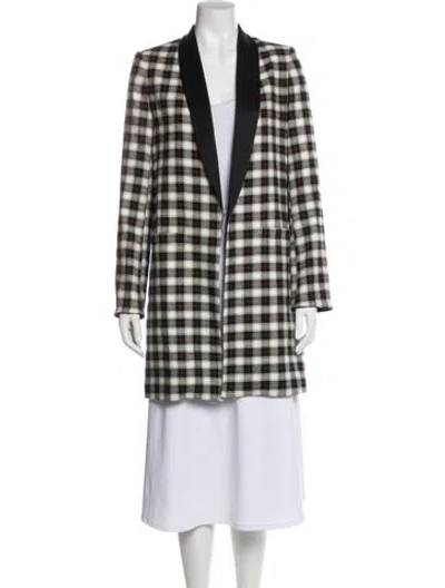 Pre-owned Alice And Olivia Plaid Print Coat In Black