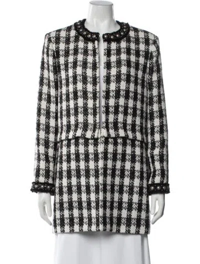 Pre-owned Alice And Olivia Plaid Print Coat In Black
